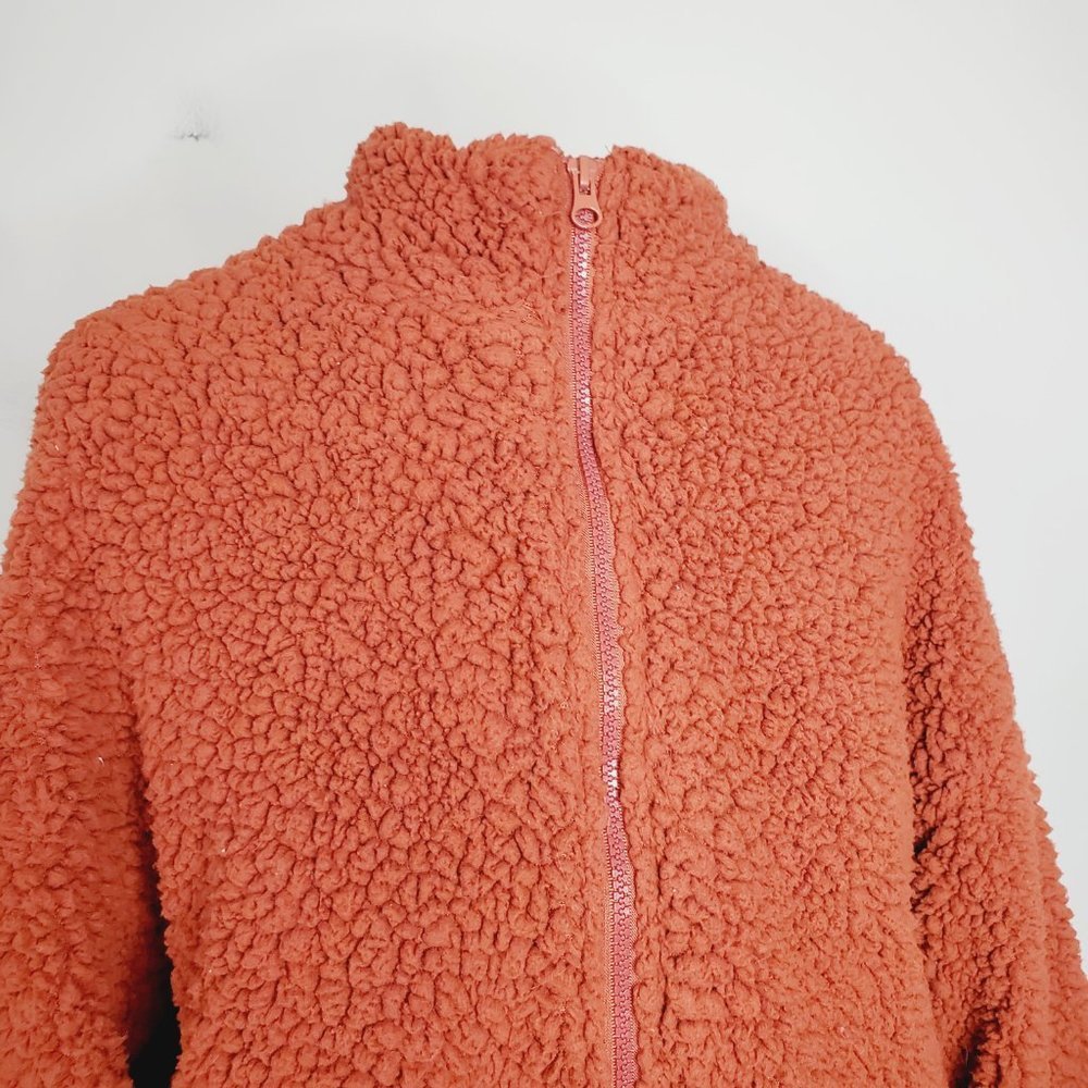 UO ME JANE Burnt Orange Fleece Teddy Bomber Jacket - Picture 5 of 10